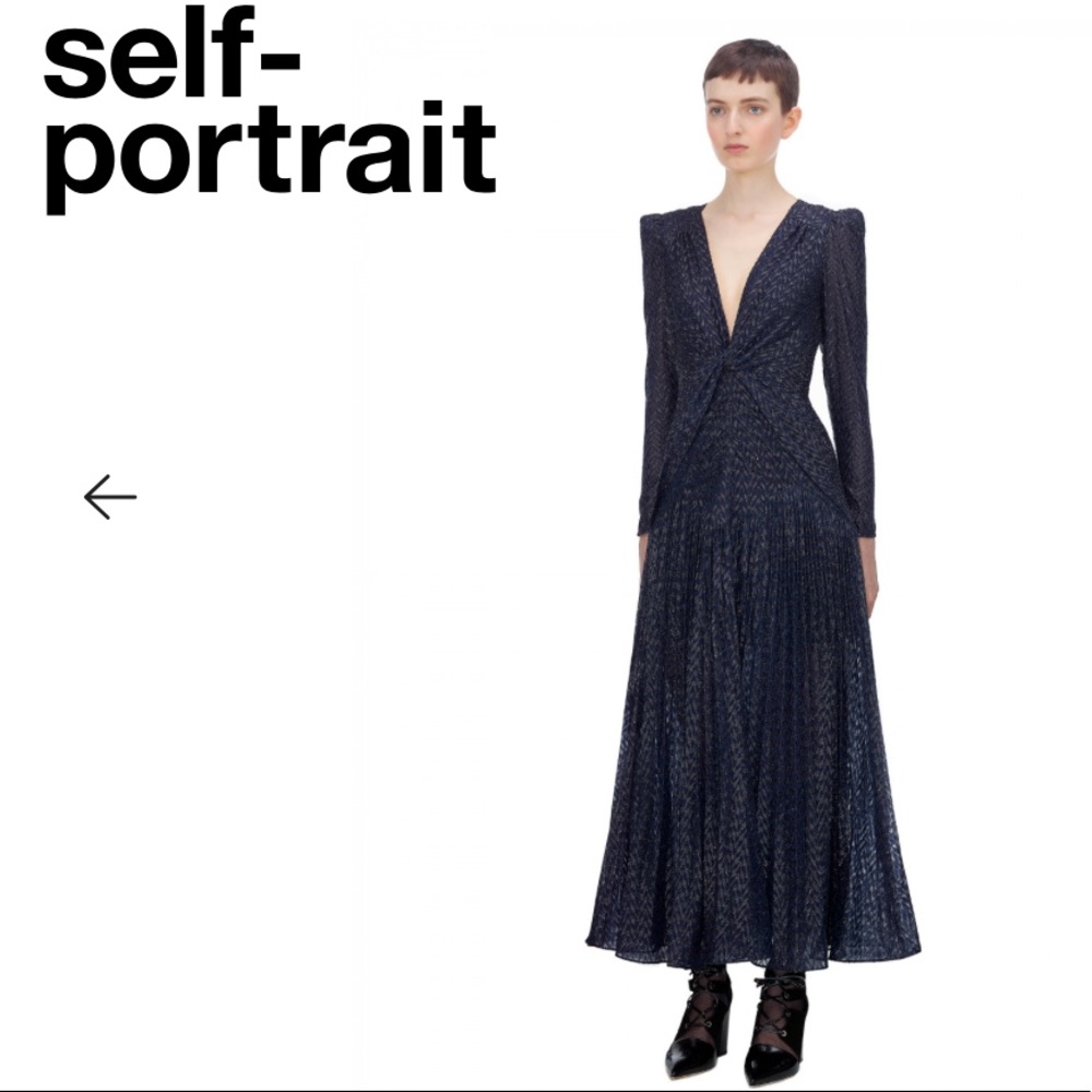 SELF-PORTRAIT TWISTED METALLIC FIL COUP DRESS SZ 2